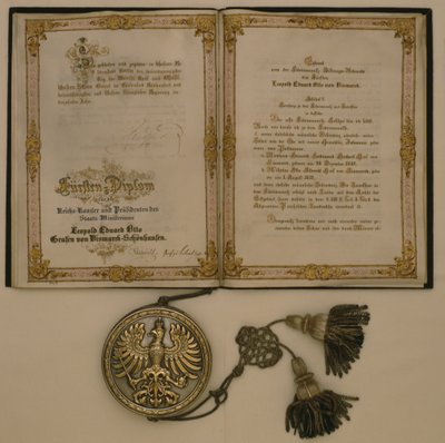 Prince Diploma for the Chancellor of the North German Confederation and the Minister-President of Prussia Leopold Eduard Otto Count von Bismarck-Schoenhausen, on the 23rd April 1873 by German School